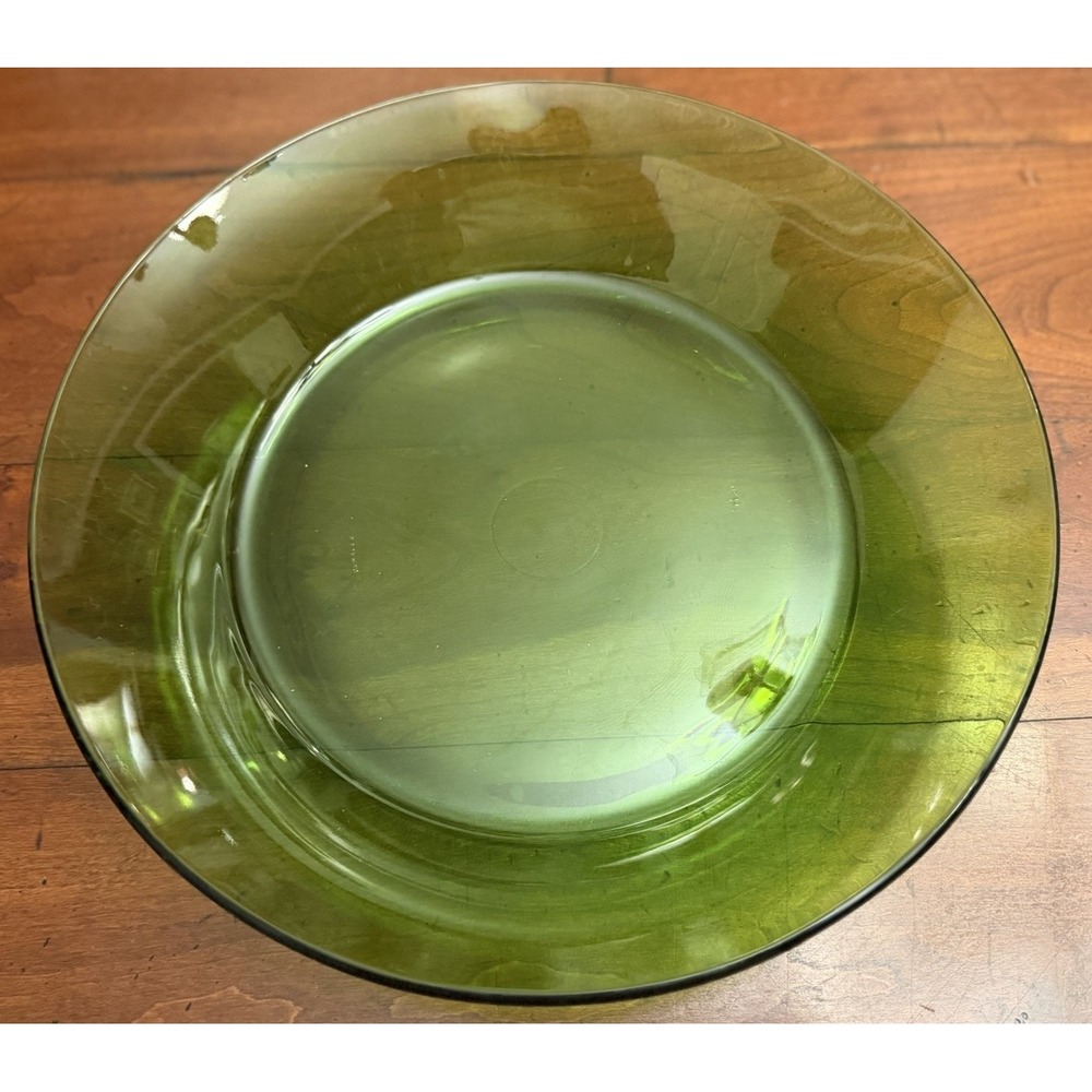 Vintage Duralex France Lys Green Glass Serving Salad Bowl Large Mid Century